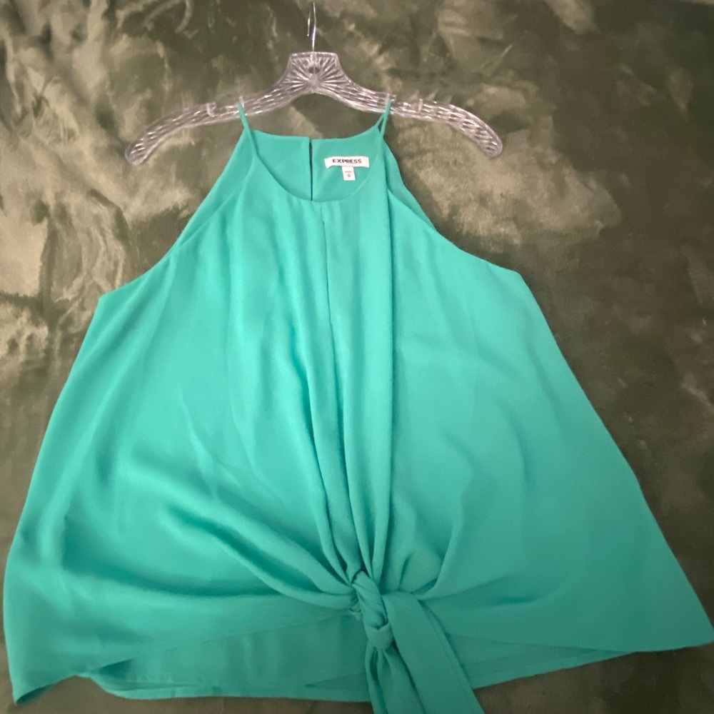 Express Green Tie Front Tank Top